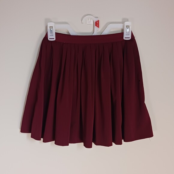 Dark Red Flowy Mini Skirt - Picture 4 of 13